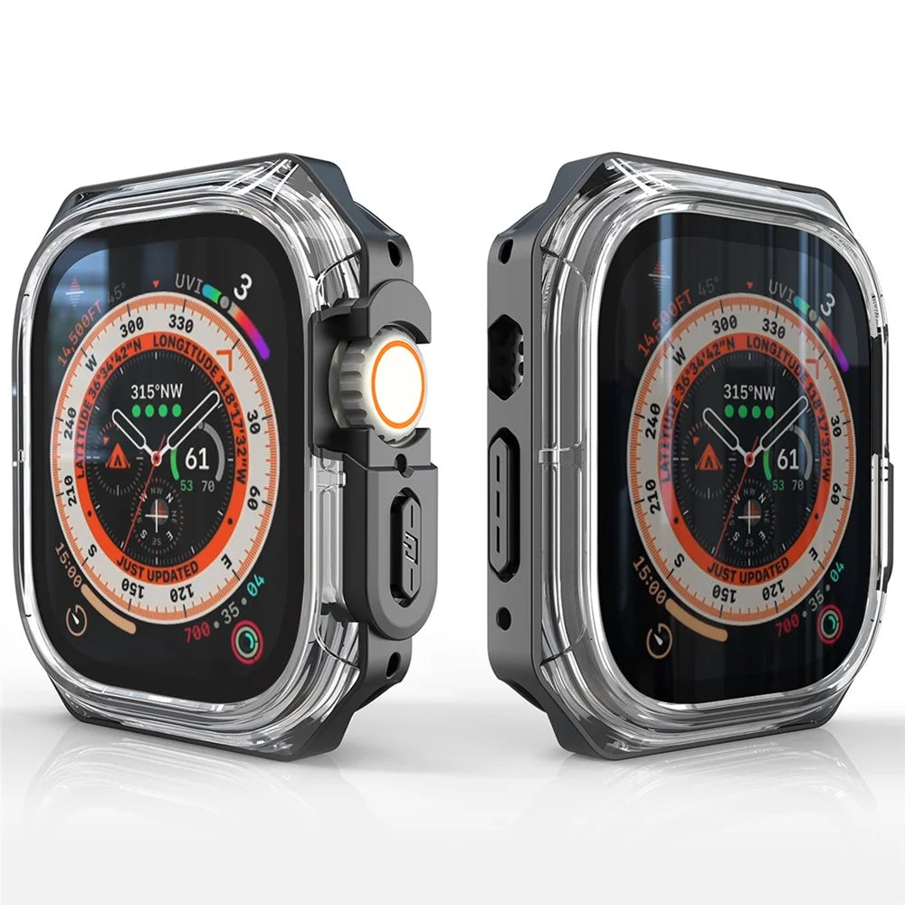 For Apple Watch Ultra 3 / Ultra 2 / Ultra 49mm Watch Frame Case PC+TPU Smartwatch Edge Protector - Black - 6