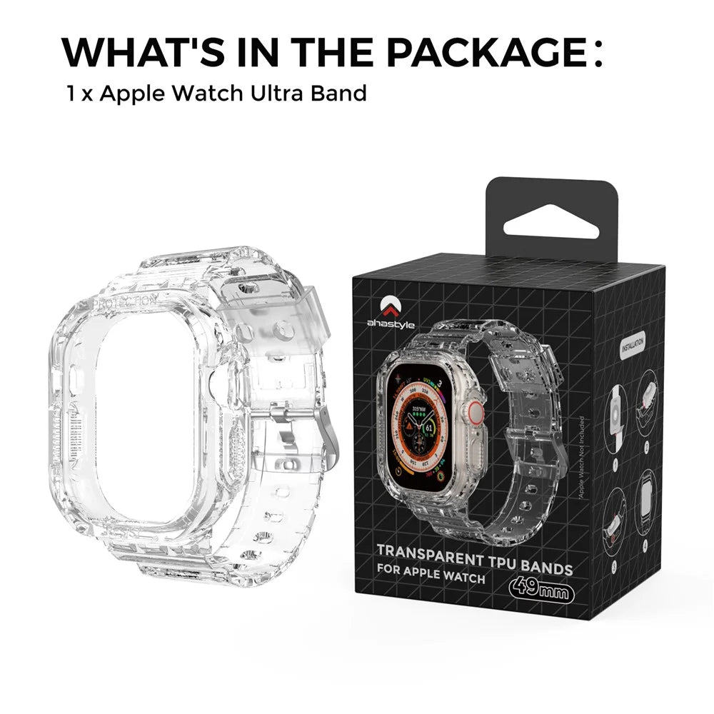AHASTYLE WG103 For Apple Watch Ultra 49mm / Watch Ultra 2 49mm TPU Band with Case Replacement Sport Strap - 7