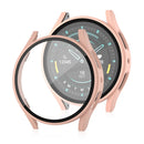 For Samsung Galaxy Watch7 40mm Matte Case Hard PC Watch Cover with Tempered Glass Screen Film - Pink - 1