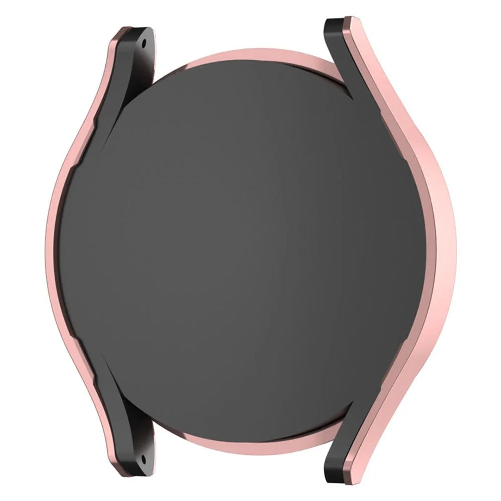 For Samsung Galaxy Watch7 44mm PC Watch Case Rhinestone Decor Hollow-Out Cover - Pink - 5