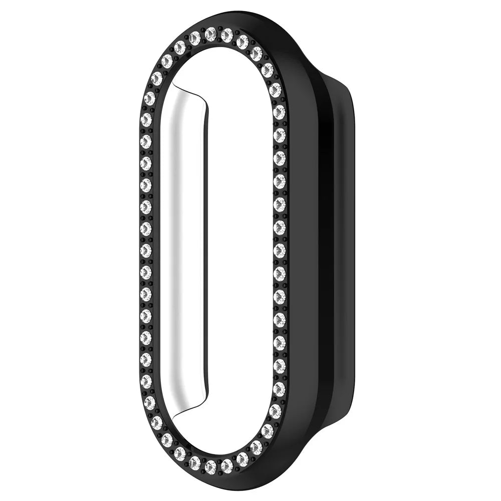 For Xiaomi Smart Band 9 / 9 NFC Rhinestone Decor Hollow-Out Cover PC Watch Frame Case - Black - 4