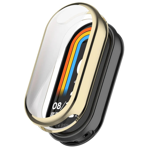 For Xiaomi Smart Band 8 / Smart Band 9 / 9 NFC Electroplating Full Protection Cover TPU Watch Frame Case - Gold - 1