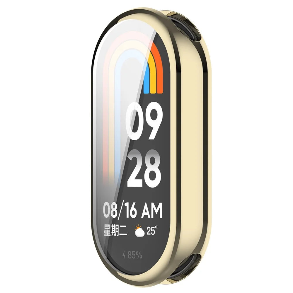 For Xiaomi Smart Band 8 / Smart Band 9 / 9 NFC Electroplating Full Protection Cover TPU Watch Frame Case - Gold - 2
