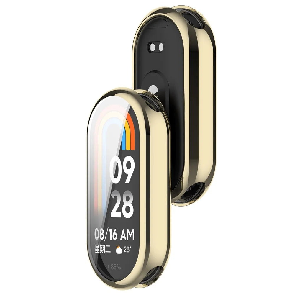 For Xiaomi Smart Band 8 / Smart Band 9 / 9 NFC Electroplating Full Protection Cover TPU Watch Frame Case - Gold - 3