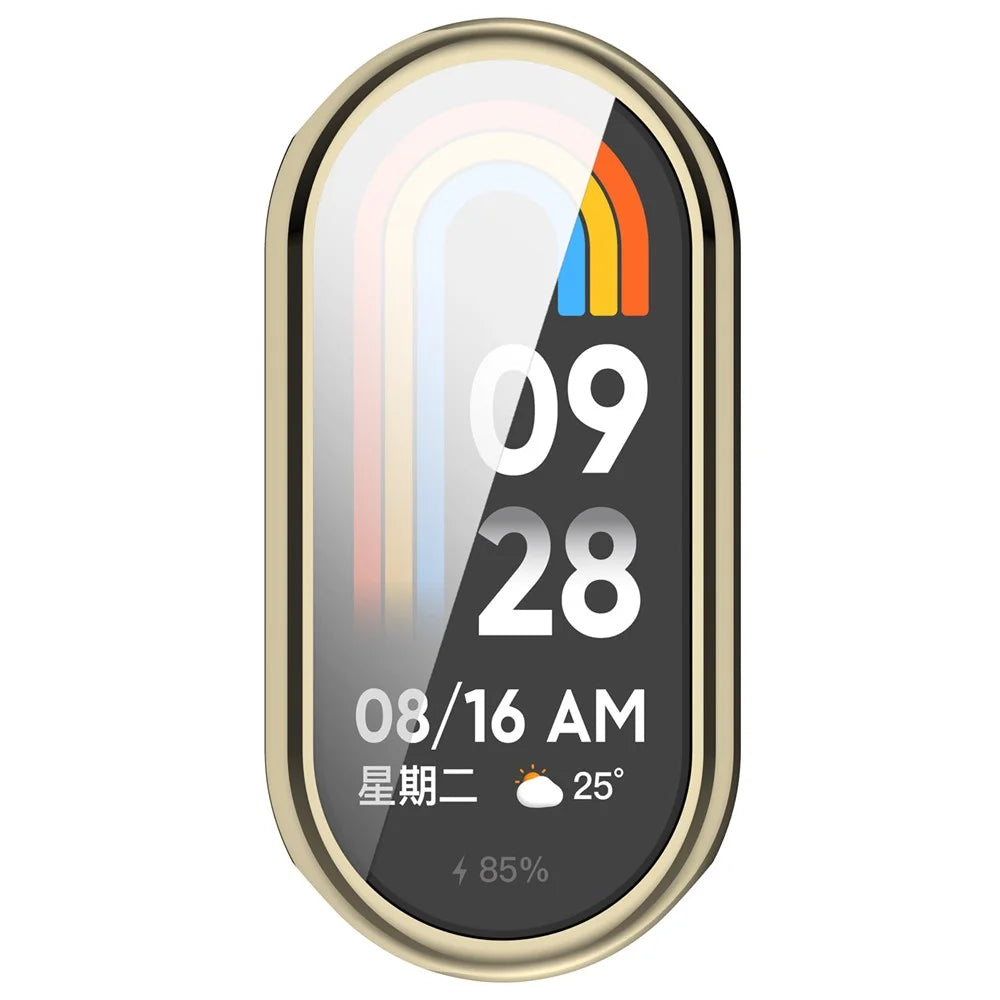 For Xiaomi Smart Band 8 / Smart Band 9 / 9 NFC Electroplating Full Protection Cover TPU Watch Frame Case - Gold - 6