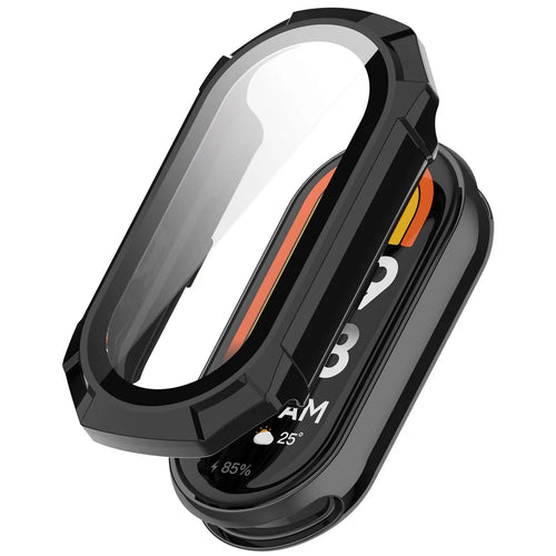 For Xiaomi Smart Band 9 NFC / Smart Band 9 Anti-Scratch Hard PC Watch Case with Tempered Glass Film - Black - 1