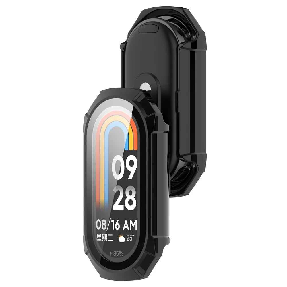 For Xiaomi Smart Band 9 NFC / Smart Band 9 Anti-Scratch Hard PC Watch Case with Tempered Glass Film - Black - 3