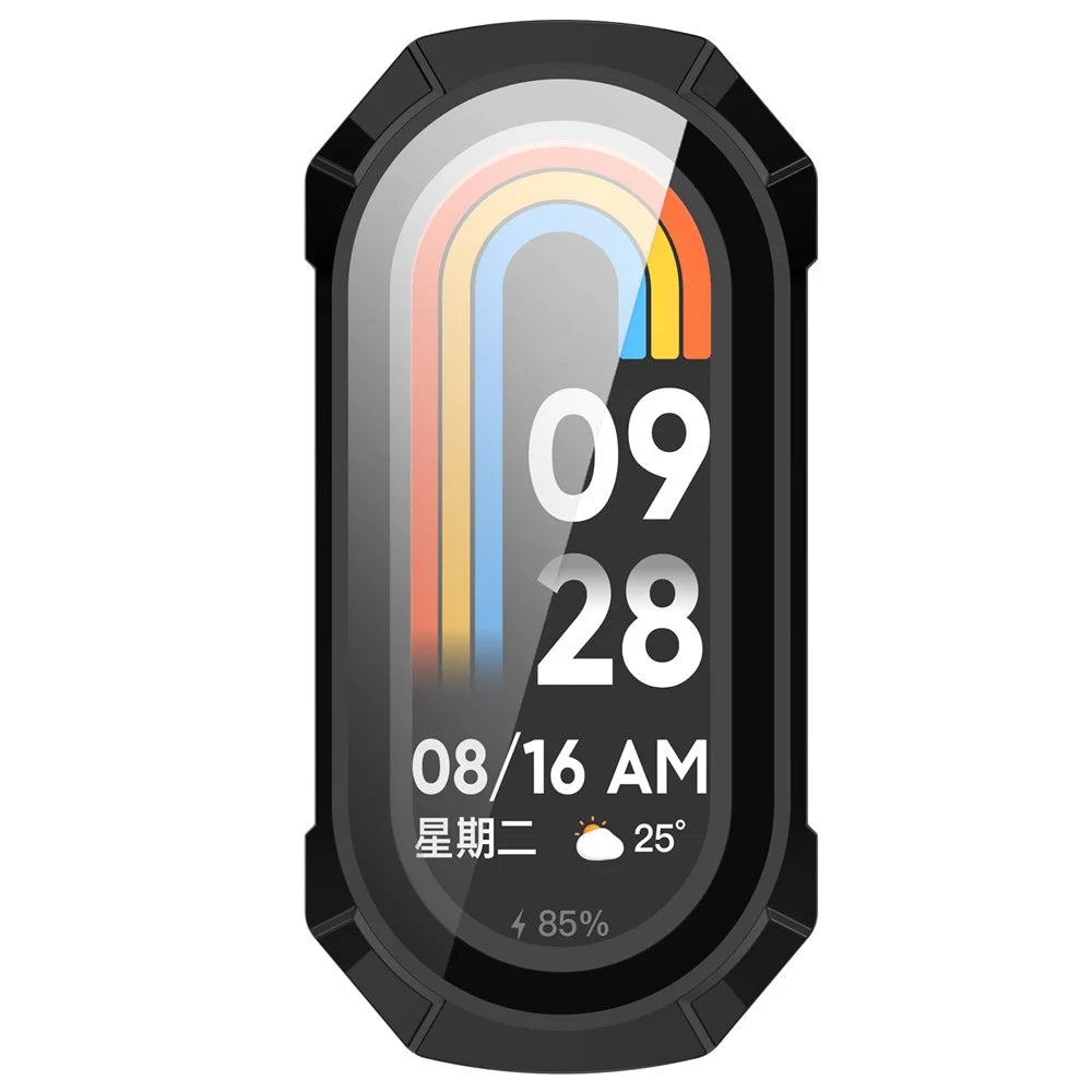 For Xiaomi Smart Band 9 NFC / Smart Band 9 Anti-Scratch Hard PC Watch Case with Tempered Glass Film - Black - 6