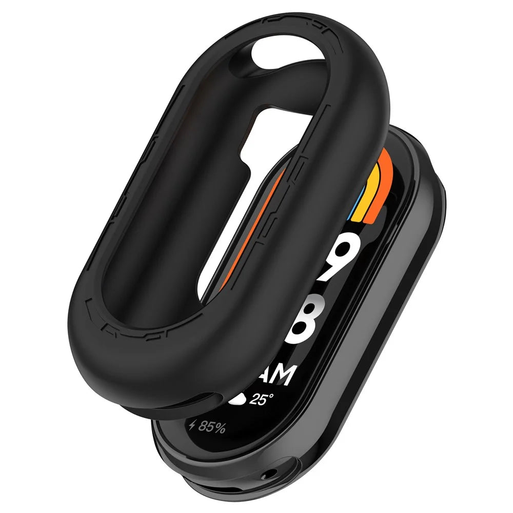 For Xiaomi Smart Band 10 / 10 NFC / 10 Ceramic / 9 / 9 NFC / 8 / 8 NFC / 8 Ceramic Silicone Cover Watch Frame Case Cover Edge Protector - Black - 1