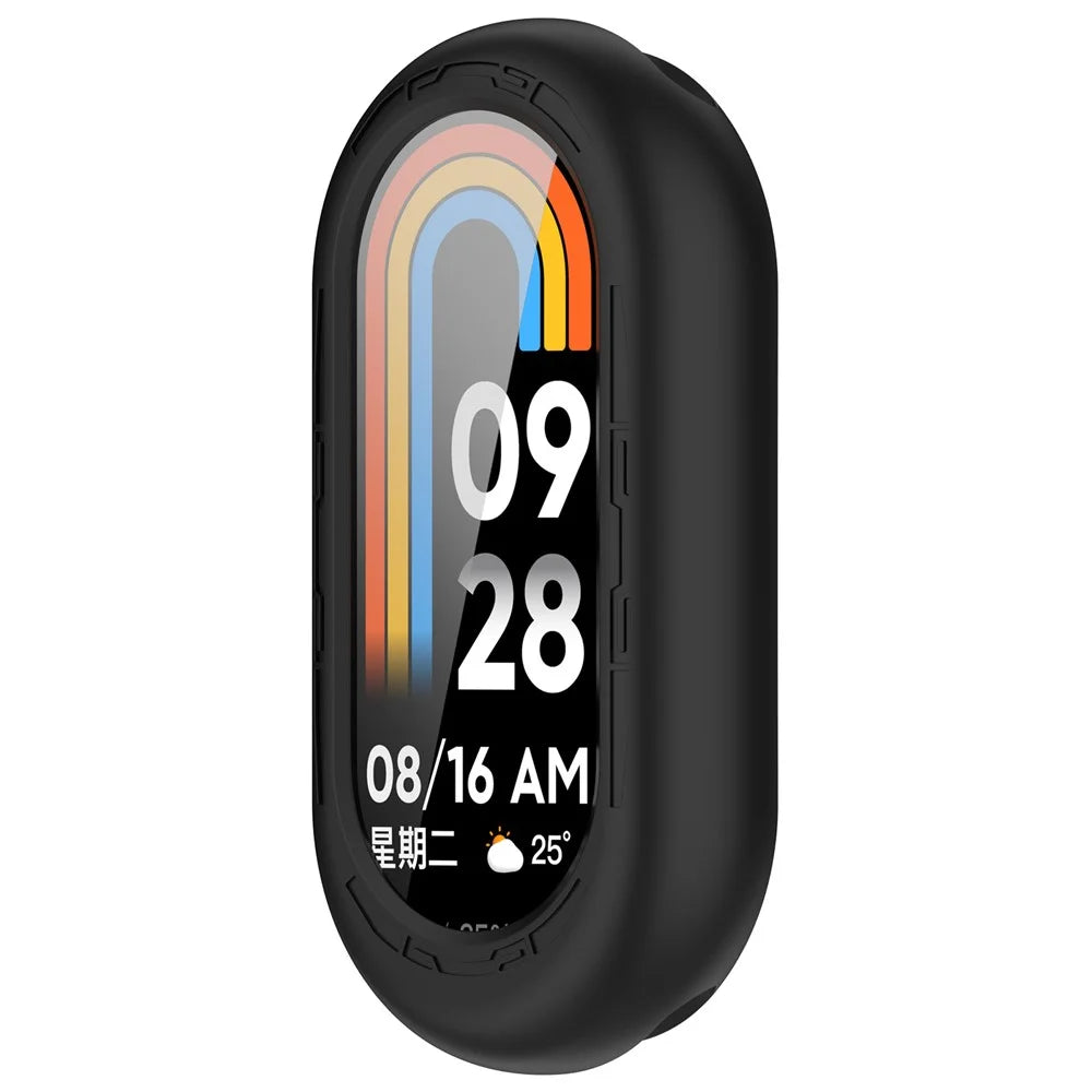 For Xiaomi Smart Band 10 / 10 NFC / 10 Ceramic / 9 / 9 NFC / 8 / 8 NFC / 8 Ceramic Silicone Cover Watch Frame Case Cover Edge Protector - Black - 6