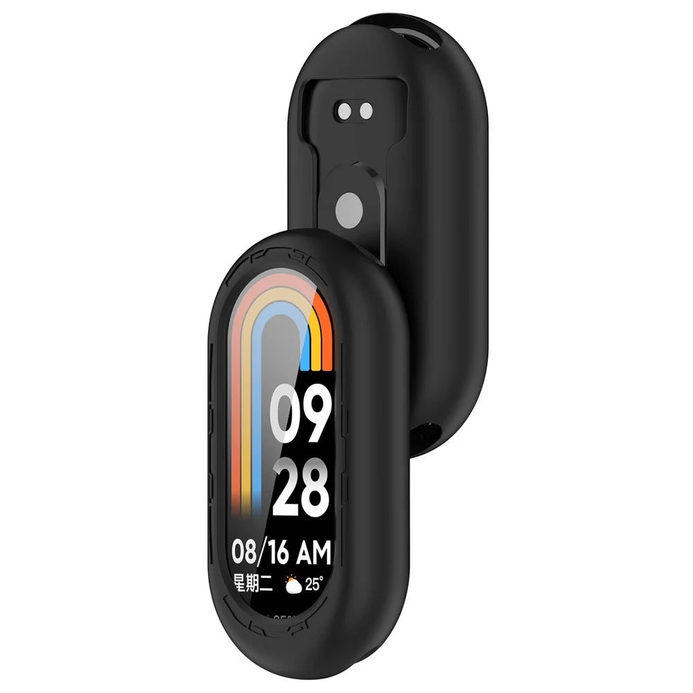 For Xiaomi Smart Band 10 / 10 NFC / 10 Ceramic / 9 / 9 NFC / 8 / 8 NFC / 8 Ceramic Silicone Cover Watch Frame Case Cover Edge Protector - Black - 7