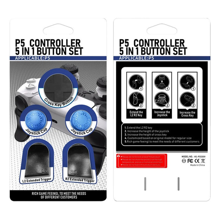 HONSON PS5309 For Sony PS5 / PS5 Slim Game Controller L2 R2 Button Extension Joystick Grip Riser Cap - Blue - 4