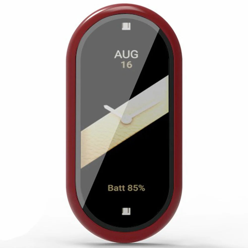 For Xiaomi Mi Band 9 Ceramic Edition Anti-Drop PC Watch Case with Built-In Tempered Glass Film - Red - 2
