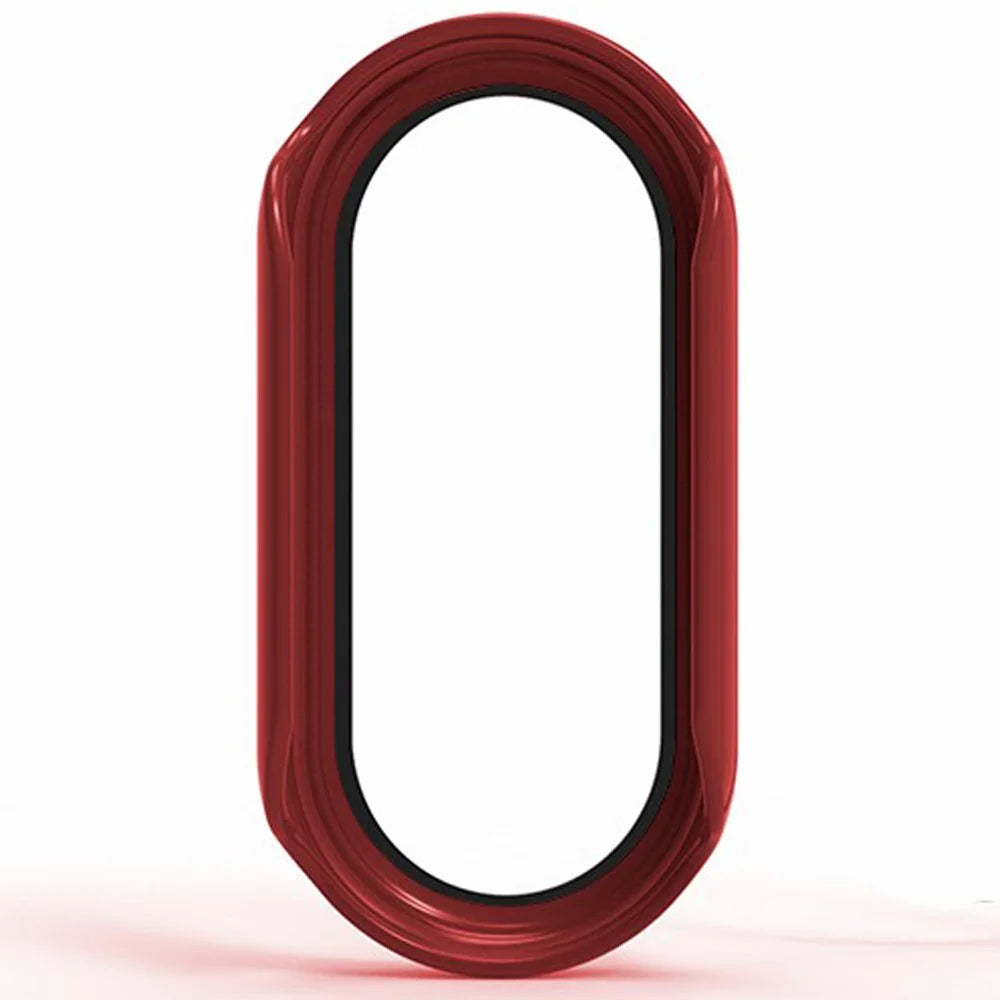For Xiaomi Mi Band 9 Ceramic Edition Anti-Drop PC Watch Case with Built-In Tempered Glass Film - Red - 3
