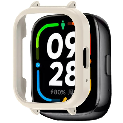 For Xiaomi Redmi Watch 3 Active Anti-Collision Smartwatch Case 20mm PC Protective Frame - Retro White - 1