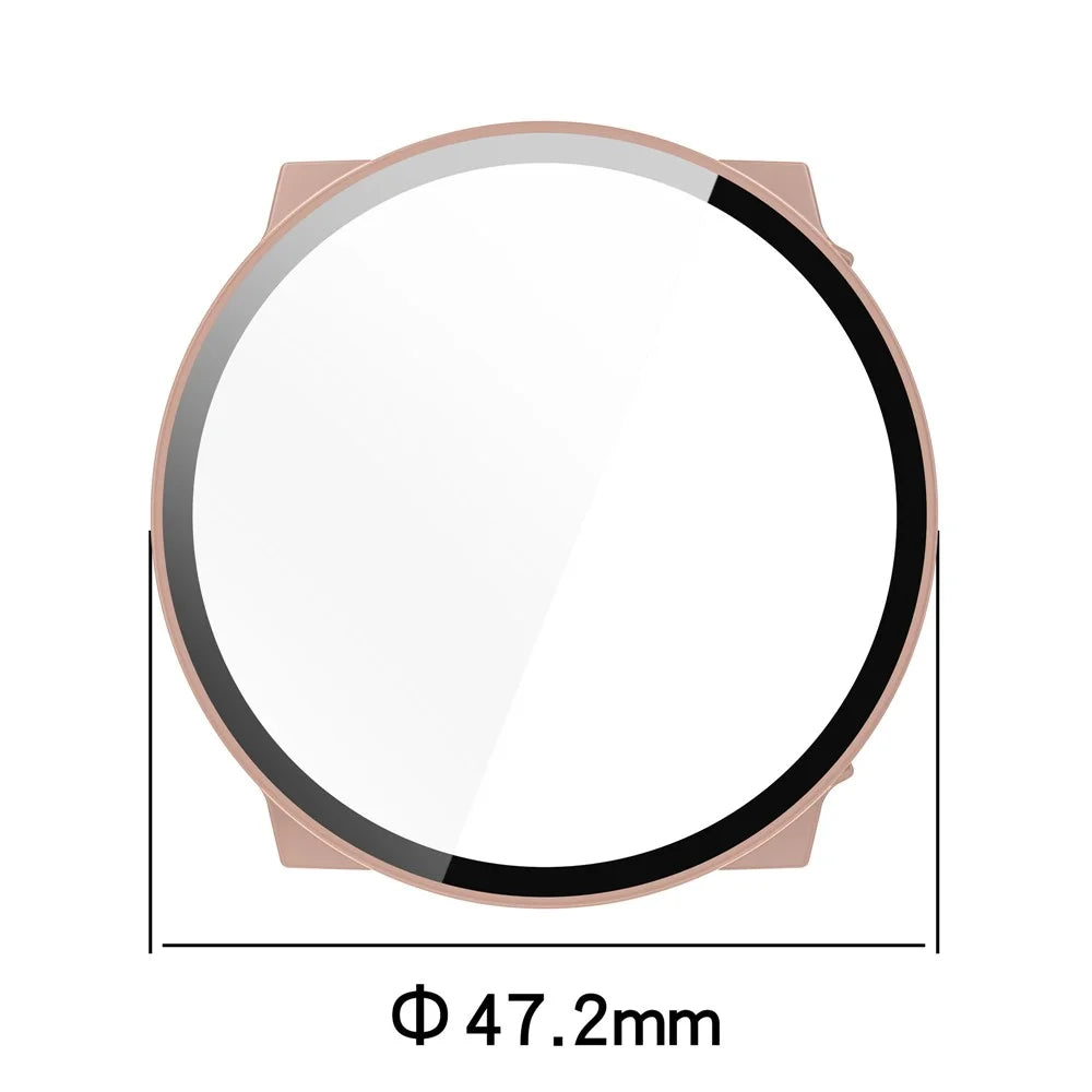 For Suunto Race S PC Cover Watch Frame Case with Tempered Glass Screen Film - Pink - 7