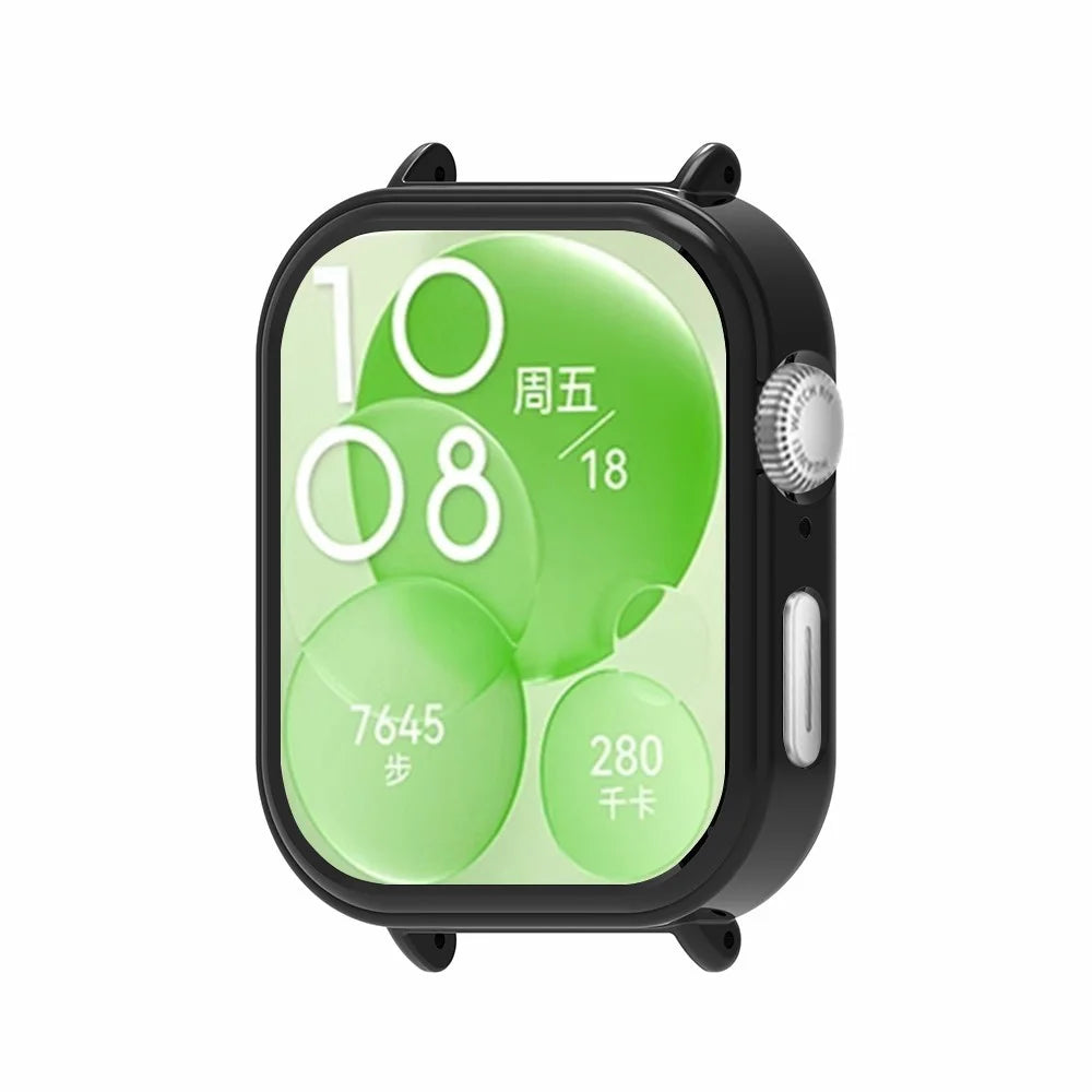 For Huawei Watch Fit 3 Anti-Collision PC Watch Case 20mm Strap Connection Frame - Black - 2