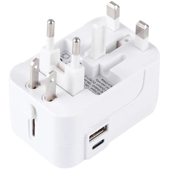 HH202-C Worldwide All in One Universal Travel Charger Adapter Wall Charge Plug with 1 USB+1 Type-C - 3