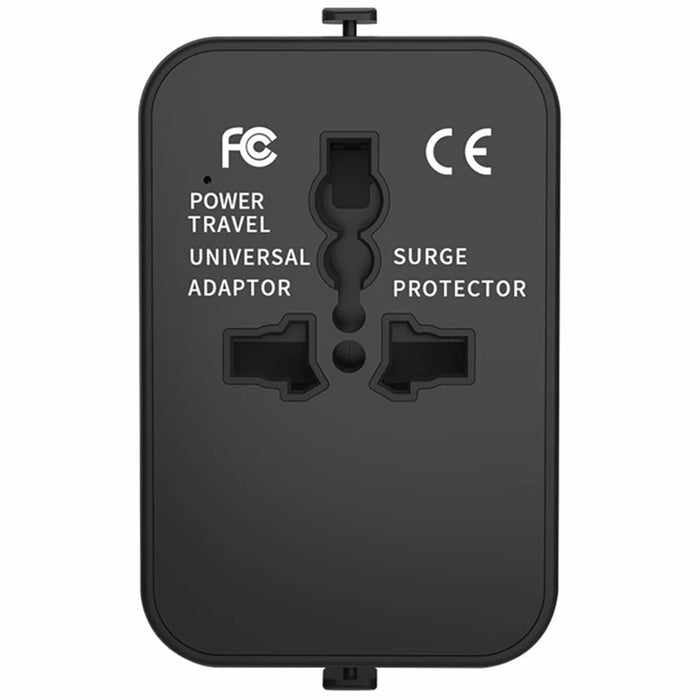 HHT202-2C 1xUSB+2x Type-C Charging Adapter Travel Universal Charger Converter - Black - 1