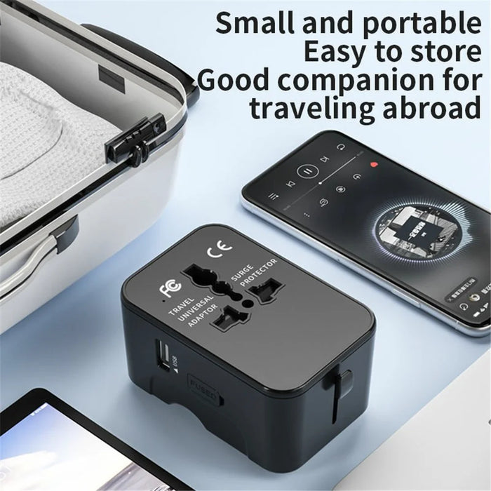HHT202-2C 1xUSB+2x Type-C Charging Adapter Travel Universal Charger Converter - Black - 5