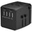HH904 Worldwide Travel Charge Adapter Wall Plug Converter with 4 USB + 2 Type-C - Black - 1