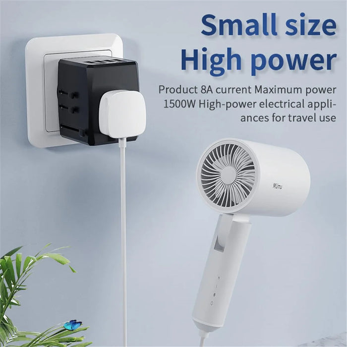 HH904 Worldwide Travel Charge Adapter Wall Plug Converter with 4 USB + 2 Type-C - Black - 3