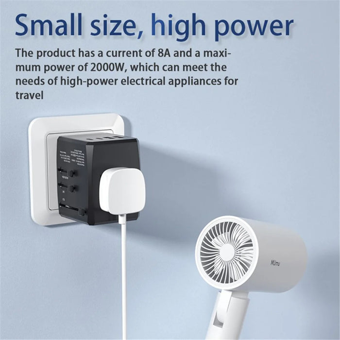 HH904 Worldwide Travel Charge Adapter Wall Plug Converter with 2 USB + 2 Type-C - Black - 4