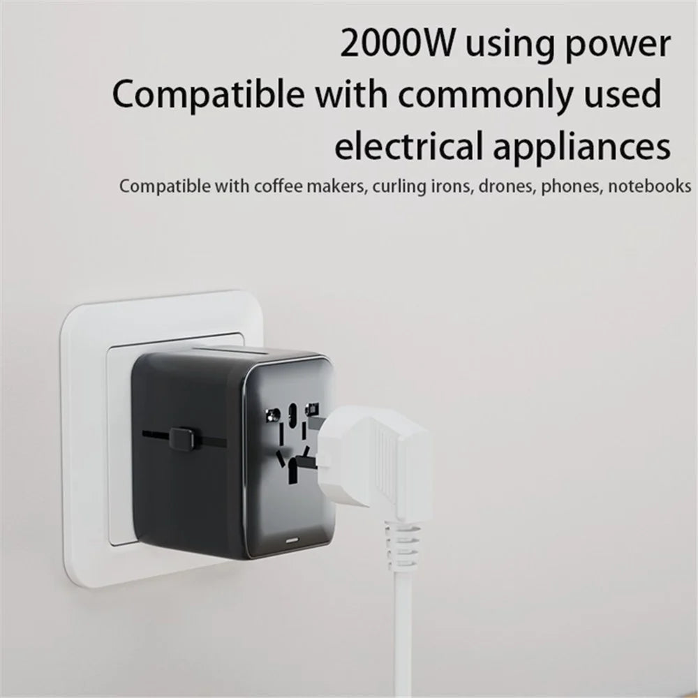 HHT901A Worldwide Travel Charge GaN Adapter Wall Plug PD 65W Fast Charging Plug Converter - Black - 6