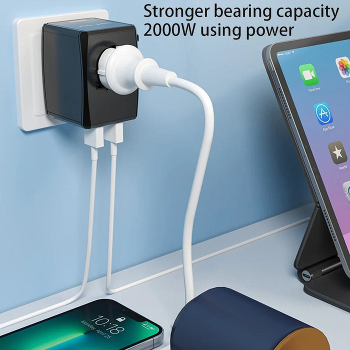 HHT905 PD 65W GaN Worldwide Travel Fast Charging Power Adapter Wall Charger Plug Converter - Black - 5