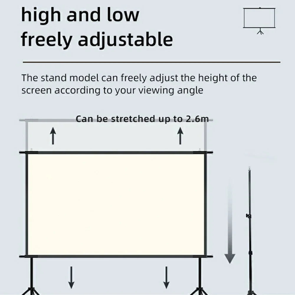 120 Inch Projector Screen 16:9 High Brightness Foldable White Grid Anti Light Curtain with Tripod Kit - 6