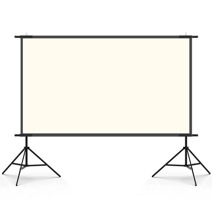 100 Inch Projector Screen 16:9 High Brightness Foldable White Grid Anti Light Curtain with Tripod Kit - 1