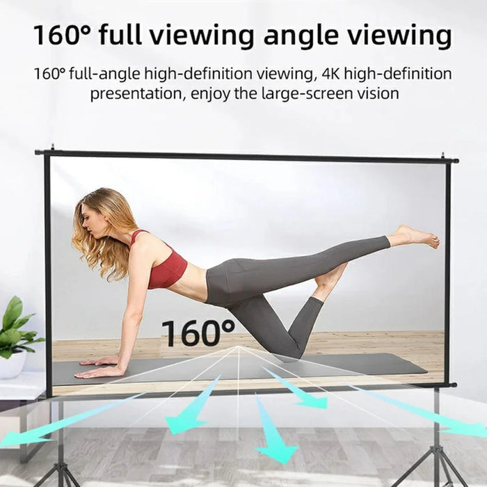 100 Inch Projector Screen 16:9 High Brightness Foldable White Grid Anti Light Curtain with Tripod Kit - 4