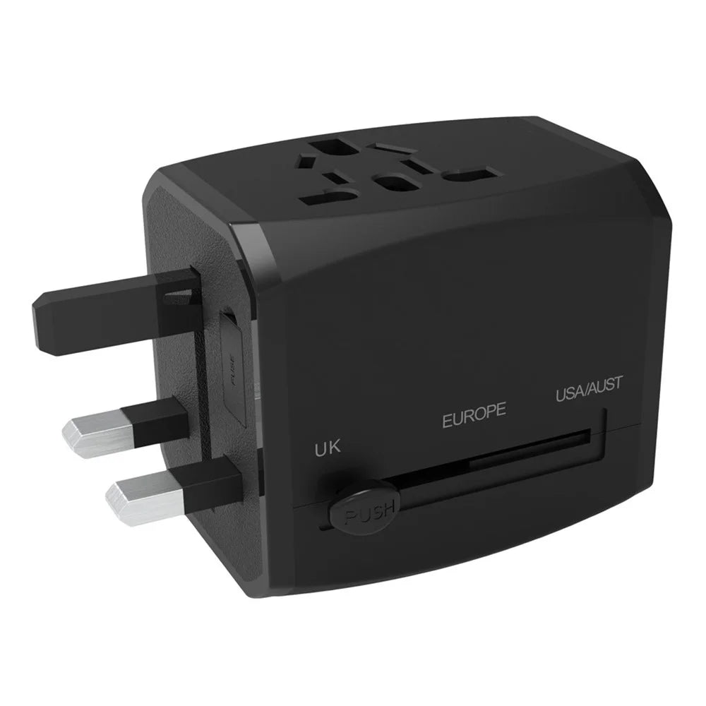 HHT525 Type-C + 2xUSB Universal Global Travel Power Adapter Charger Plug Converter - Black - 1