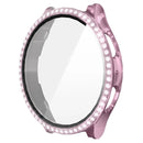 ENKAY HAT PRINCE For Samsung Galaxy Watch7 44mm PC Watch Case Rhinestone Decor with Screen Film - Pink - 1