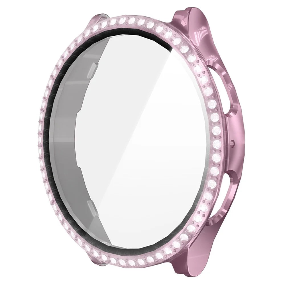 ENKAY HAT PRINCE For Samsung Galaxy Watch7 40mm PC Case Rhinestone Decor Watch Cover with Screen Film - Pink - 1