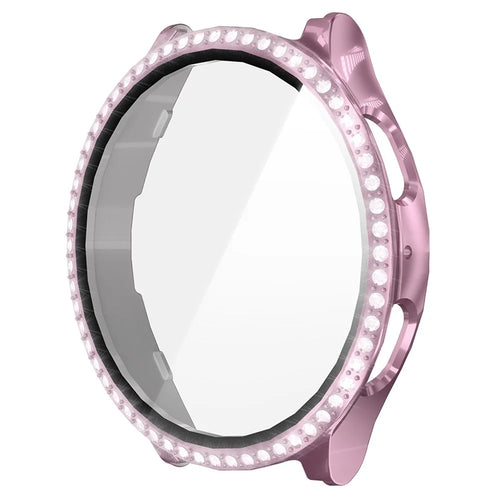 ENKAY HAT PRINCE For Samsung Galaxy Watch7 40mm PC Case Rhinestone Decor Watch Cover with Screen Film - Pink - 1