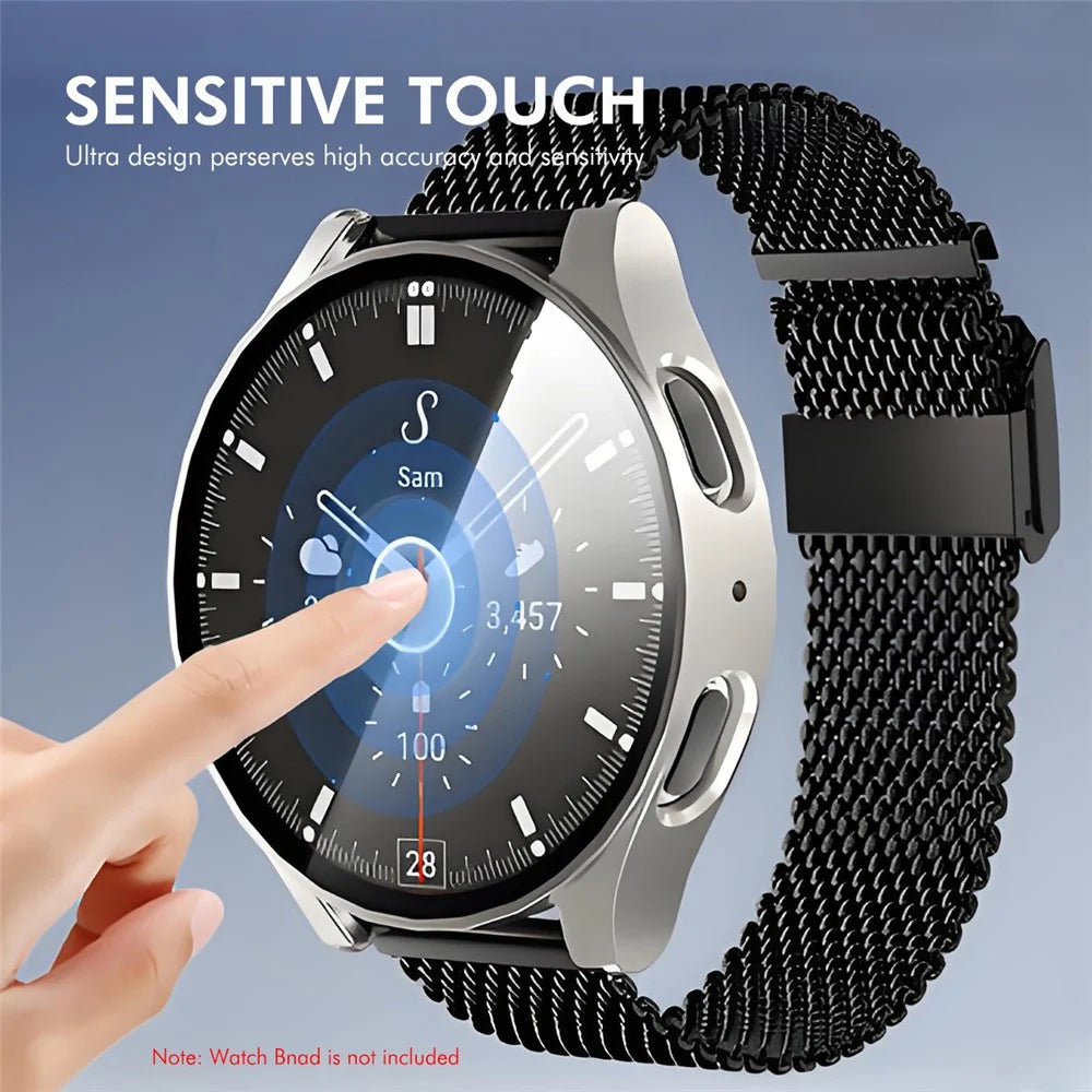 ENKAY HAT PRINCE For Samsung Galaxy Watch7 44mm PC Case Protective Watch Cover Built-In Screen Film - Silver - 3