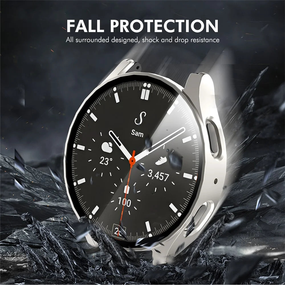 ENKAY HAT PRINCE For Samsung Galaxy Watch7 44mm PC Case Protective Watch Cover Built-In Screen Film - Silver - 4