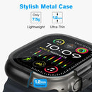 AMBAND W1 For Apple Watch Ultra 3 / Ultra 2 / Ultra 49mm Metal Watch Cover Protective Case with Tempered Glass Screen Film - Black - 3