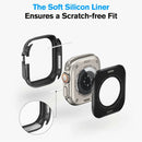 AMBAND W1 For Apple Watch Ultra 3 / Ultra 2 / Ultra 49mm Metal Watch Cover Protective Case with Tempered Glass Screen Film - Black - 5