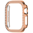 For Apple Watch Series 11 / 10 42mm Double Row Rhinestone Decor Hollow-Out Cover PC Watch Frame Case - Rose Gold - 2