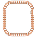 For Apple Watch Series 11 / 10 42mm Double Row Rhinestone Decor Hollow-Out Cover PC Watch Frame Case - Rose Gold - 4