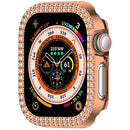 For Apple Watch Series 11 / 10 42mm Double Row Rhinestone Decor Hollow-Out Cover PC Watch Frame Case - Rose Gold - 5