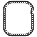 For Apple Watch Series 11 / 10 42mm Single Row Rhinestone Decor Hollow-Out Cover PC Watch Frame Case - Black - 4