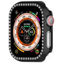 For Apple Watch Series 11 / 10 42mm Single Row Rhinestone Decor Hollow-Out Cover PC Watch Frame Case - Black - 5