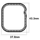 For Apple Watch Series 11 / 10 42mm Single Row Rhinestone Decor Hollow-Out Cover PC Watch Frame Case - Black - 7