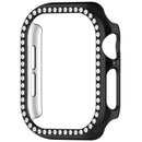 For Apple Watch Series 11 / 10 46mm Single Row Rhinestone Decor Hollow-Out Cover PC Watch Frame Case - Black - 2