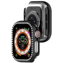For Apple Watch Series 11 / 10 46mm Single Row Rhinestone Decor Hollow-Out Cover PC Watch Frame Case - Black - 6