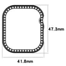 For Apple Watch Series 11 / 10 46mm Single Row Rhinestone Decor Hollow-Out Cover PC Watch Frame Case - Black - 7