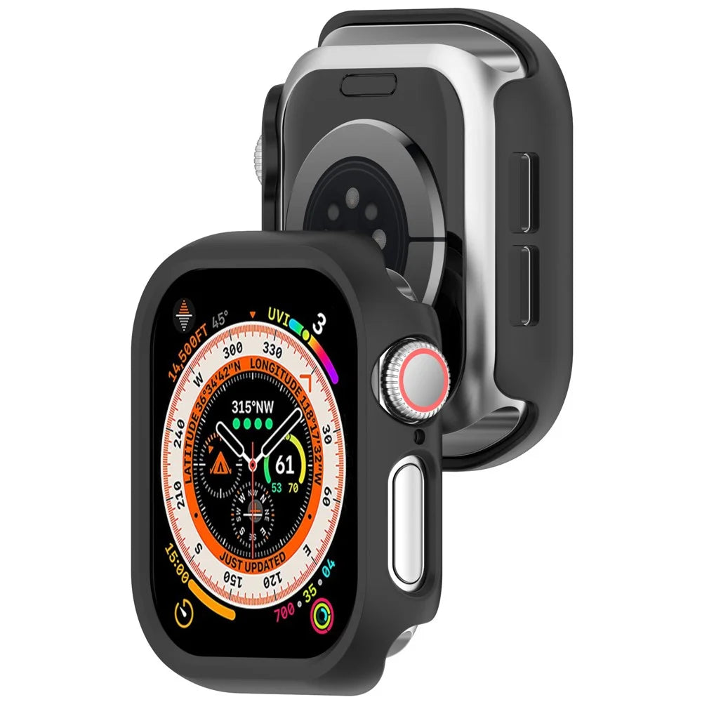 For Apple Watch Series 11 / 10 42mm Half Coverage Hollow-Out Protective Cover PC Watch Frame Case - Black - 6